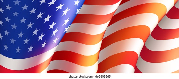 Fourth of July Independence Day poster or card template with american flag. Vector illustration EPS10
