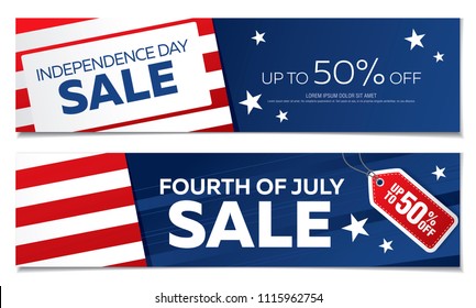 Fourth Of July. Independence Day Sale Banner Template Design