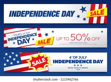 fourth of july. independence day sale banner template design