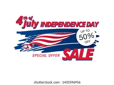 Fourth of July. Independence day sale banner layout design