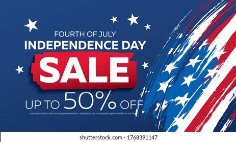 Fourth of July. Independence day sale banner layout design