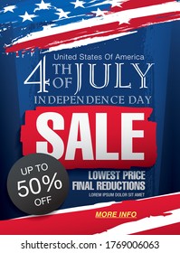 Fourth of July. Independence day sale banner layout design
