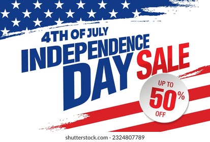 fourth of july independence day sale banner layout design, vector illustration