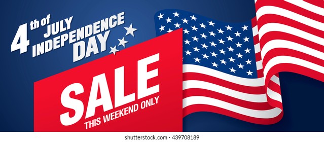 Fourth of July. Independence day sale banner template design