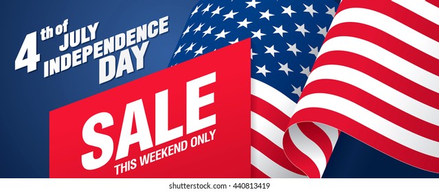 Fourth of July. Independence day sale banner template design