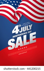 Fourth of July. Independence day sale banner template design