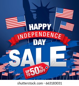 Fourth of July. Independence day sale banner template design