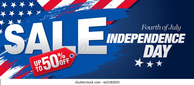 Fourth Of July. Independence Day Sale Banner Template Design