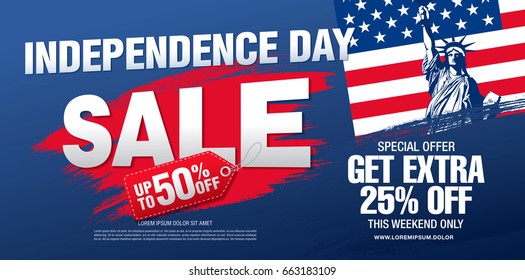 Fourth of July. Independence day sale banner template design