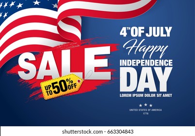 Fourth of July. Independence day sale banner template design