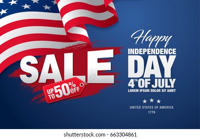 Fourth of July. Independence day sale banner template design