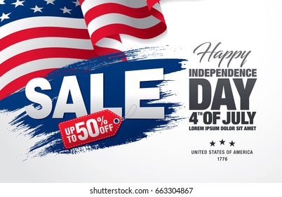 Fourth of July. Independence day sale banner template design