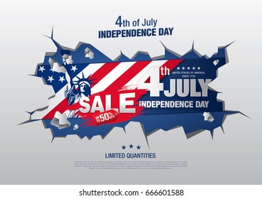 Fourth of July. Independence day sale banner template design