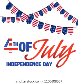 Fourth Of July Independence Day United Stated Flags Background Vector Image
