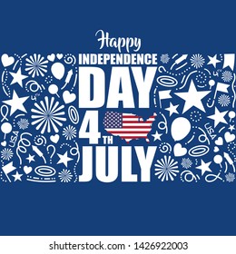 fourth of july independence day of united states of america background and wallpaper design with doodle style. 4th of july USA celebration cartoon style. editable eps 10 vector.