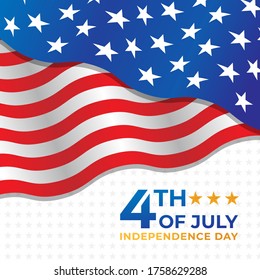 Fourth of July Independence Day of United States of America Banner Background Vector illustration. Independence Day of United States of America 4th of July with American Flag vector design.