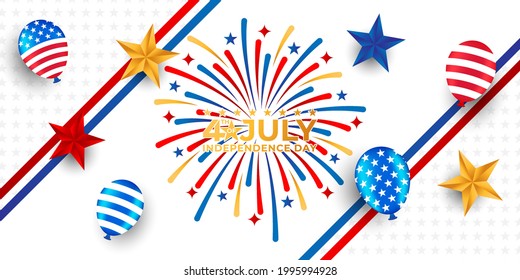 Fourth of July Independence Day of United States of America Banner Background Vector illustration. Independence Day of United States of America 4th of July with American Flag vector design.