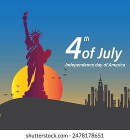 Fourth of July the Independence day of United States of America, 4th July, Vector Art for social media and digital wish post