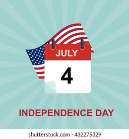 Fourth of July. Independence day. United States Flag and calendar. Vector illustration