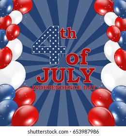 Fourth of July, Independence day of the United States. Happy Birthday America. Vector Illustration EPS10
