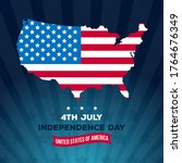 Fourth of July Independence Day. with USA Continent ang flag color Vector illustration