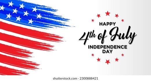 Fourth of July independence day. USA independence day. 4th of July holiday banner. A brush artwork of the American flag. USA Independence Day background for greeting cards.