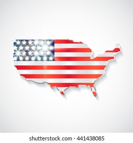 Fourth of July independence day. USA map. Vector illustration.