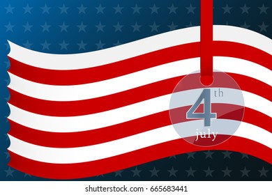 Fourth of july independence day of the usa background. Realistic acrylic medal. Vector illustration