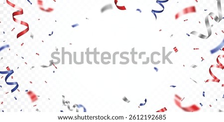 Fourth of July Independence day of usa, red, blue and white confetti
