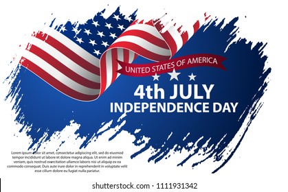 Fourth of July Independence Day. Vector illustration in grunge style with cracks and abrasions.