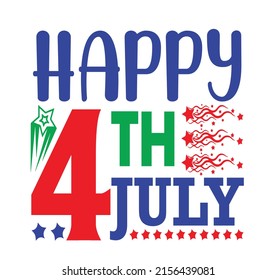 Fourth of July Independence Day Vector illustration, 4th of July greeting in United States national flag colors and hand lettering text Happy Independence Day.