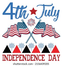 Fourth of July Independence Day Vector illustration, 4th of July greeting in United States national flag colors and hand lettering text Happy Independence Day.