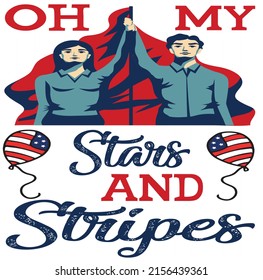 Fourth of July Independence Day Vector illustration, 4th of July greeting in United States national flag colors and hand lettering text Happy Independence Day.