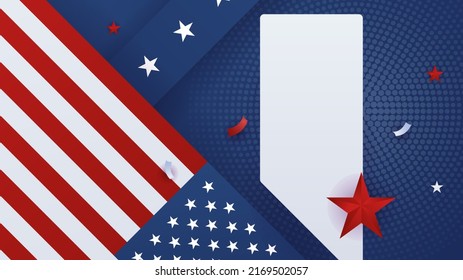 Fourth of July Independence Day. Vector illustration with red, blue and white color decoration