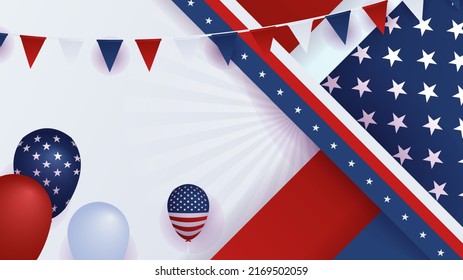 4 de julio Día de la Independencia. Ilustración vectorial con decoración de color rojo, azul y blanco