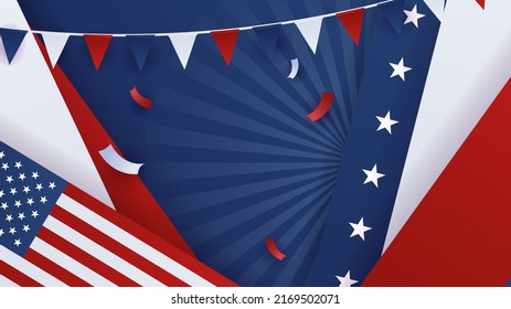 Fourth of July Independence Day. Vector illustration with red, blue and white color decoration