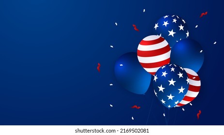 Fourth of July Independence Day. Vector illustration with red, blue and white color decoration