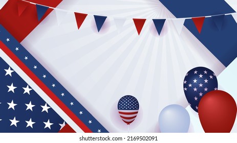 Fourth of July Independence Day. Vector illustration with red, blue and white color decoration