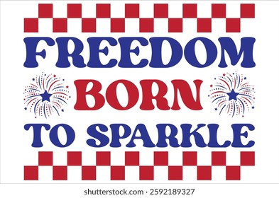 Fourth of July Independence Day Vector illustration, 4th of July greeting in United States national flag colors and hand lettering text Happy, America, USA Flag, USA Holiday, Patriotic, Cut File