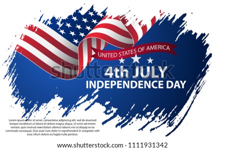 Fourth of July Independence Day. Vector illustration in grunge style with cracks and abrasions.