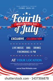 Fourth July Invitation Poster Template Vector Stock Vector (Royalty ...