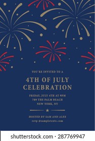 Fourth Of July Invitation Template with Fireworks