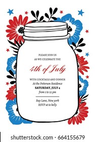 Fourth of July Invite with Mason Jar