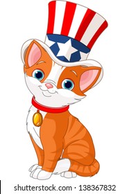 Fourth of July kitten with top hat