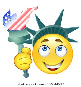 Fourth of July. Liberty Torch. USA flag , smiley