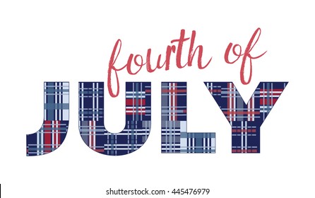 Fourth of July Logo - July 4th Text - Red, White and Blue Patriotic letters with Nautical look