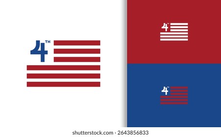 Fourth of July Logo with Shape of Flag