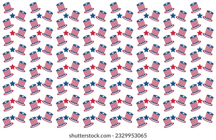 Fourth of July and Memorial day party seamless pattern. Isolated on a white background. 4th of July, Independence Day themed design.