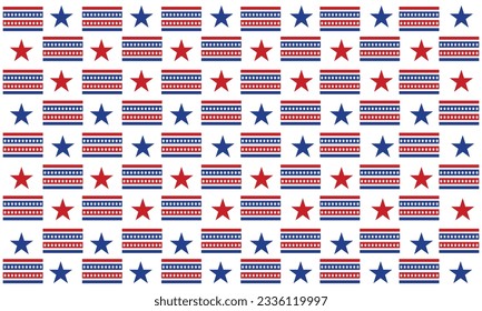 Fourth of July and Memorial day party seamless pattern. Isolated on a white background. 4th of July, Independence Day themed design.