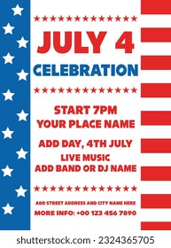 Fourth of July party flyer poster social media post template design